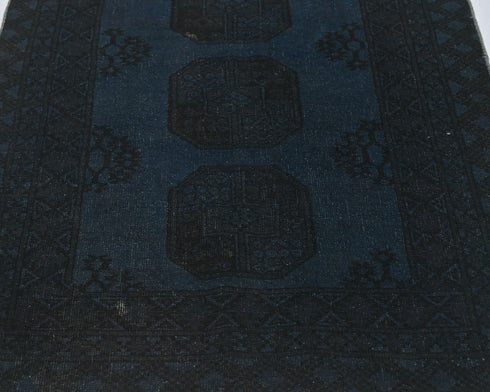 3x6 Vintage Blue Gray Persian Style Over Dyed Hand Knotted Low Pile Wool Area Rug
